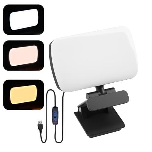 Iluminación De Videoconferencia con Clip &amp; Cable USB 360ºAjustable 3 Modo y 120 Luces LED Selfie
