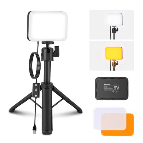 NEEWER Básico Panel Video LED Escritorio, Kit Videoconferencias Luz con Trípode Escritorio y Filtros para Cámara Web Portátil Zoom Llamadas Maquillaje Grabación Selfies