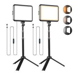 2pcs Luz LED de Vídeo Regulables, Kit para Fotografía LED de Escritorio de 2800 K
