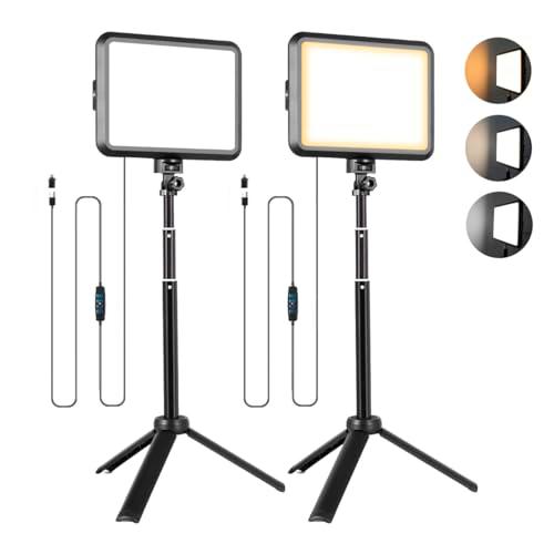 2pcs Luz LED de Vídeo Regulables, Kit para Fotografía LED de Escritorio de 2800 K