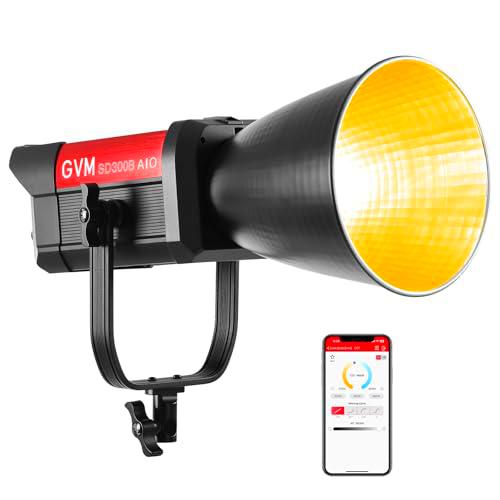 GVM - Luz de video LED de 300 W, 221950 lux/1 m, kit de iluminación de fotografía ARO SD300B con control de aplicación