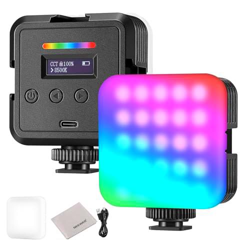 NEEWER Luz Magnética RGB Cámara, 360º a Todo Color RGB61 CRI97+ 2500-8500K 2000mAh Panel LED Pequeño Portátil