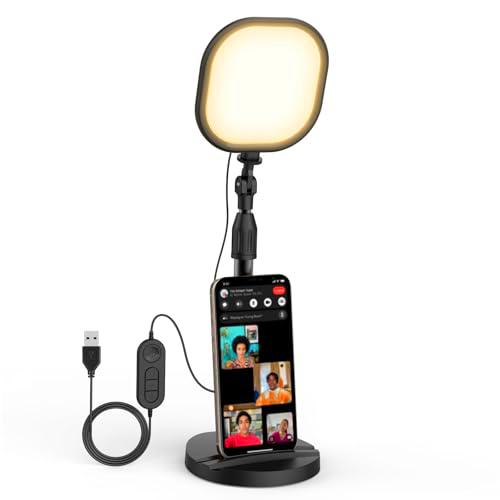 RealPlus Lámpara LED para Streaming y Teletrabajo, Soporte Telescópico Altura Ajustable