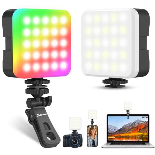 Zeadio Luz RGB Portátil con Clip - 800LM, Temperatura de Color Ajustable 3000K-7000K