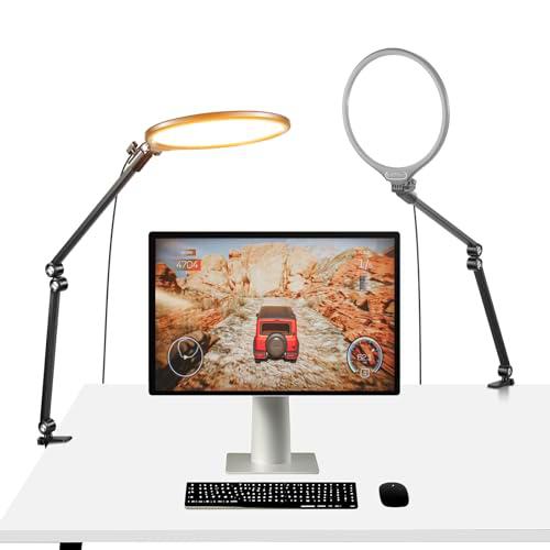 NEEWER Basics 2 Pack 10,5" Streaming Key Lighting,3000-6500K 15W Full Screen LED Panel Aro Luz Foco con Soporte Brazo Ajustable Desk Clamp Timer para Portátil Videoconferencia Zoom Maquillaje, R10