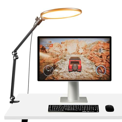 NEEWER Basics 10,5" Streaming Key Lighting,3000-6500K 15W Full Screen LED Panel Aro Luz Foco con Soporte Brazo Ajustable Desk Clamp Timer para Portátil Ordenador Videoconferencia Zoom Maquillaje, R10