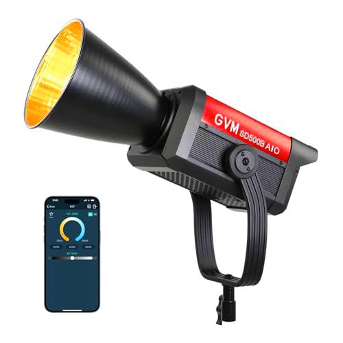 GVM 500W LED Videolleuchte mit APP Steuerung, 2700K-6800K COB Studiollicht Videolicht 27040Lux/1m