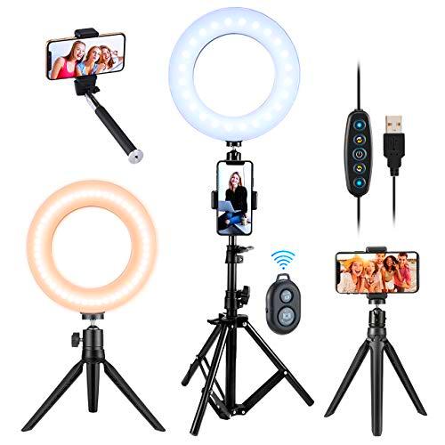 Anillo de Luz VicTsing, Ring Light con 5 Temperaturas de Color y 5 Modos de Brillo