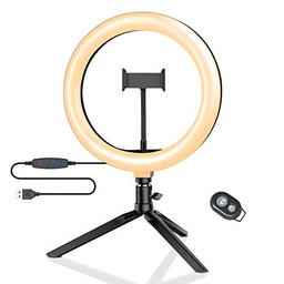 Luz de Anillo LED con Trípode, BlitzWolf 10.2" Anillo de Luz con Soporte de Móvil y Control Remoto Bluetooth