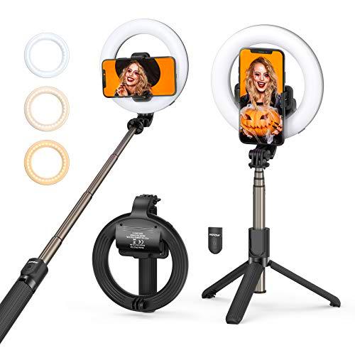 Mpow Luz de Anillo LED Regulable Recargable, 3 Colores 9 Brillos Regulables Wireless Control Remoto