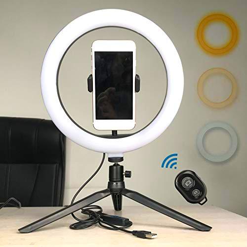 Lixada Anillo de Luz Trípode LED 10" con Brightness Ajustable 3 Modos Luz para Transmisión en Vivo Selfie Photography Video Maquillaje Youtube TIK Tok con Soporte para Teléfono Móvil