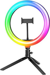 Luz de Anillo LED con Trípode, BlitzWolf 10.2" RGB Anillo de Luz con Soporte de Móvil y Control Remoto Bluetooth