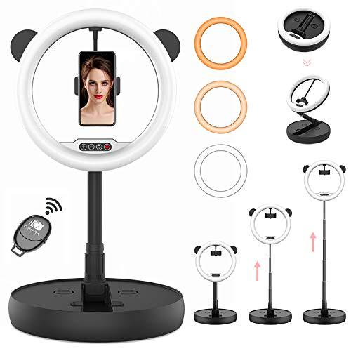 Aro de Luz Anillo de Luz HEERTOGO Aro de Luz para Movil 3 Colores 10 Brillos Regulables con Control Remoto para Selfie Maquillaje Tiktok Youtube