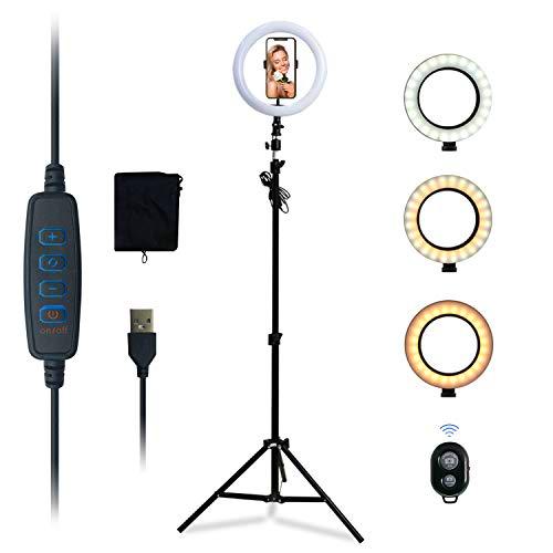 Kemier Anillo de Luz, Luz para Selfie LED con Trípode de 160 cm