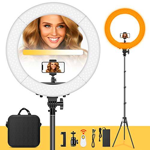 FOSITAN LED Anillo de Luz 48.5cm Aro de Luz 60W 3200-5900K Bi-Color Ajustable con Soporte para teléfono