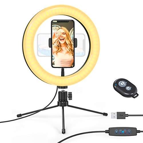 dodocool Luz de Anillo LED, 10.2" Aro de Luz, Trípode con Soporte de Móvil