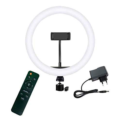 EUROXANTY Aro de luz | Anillo Selfie | 9 Niveles de Intensidad | 3 Modos de luz | Aro de luz Maquillaje | 360º y 180º | 30 cm 12"
