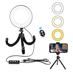 Rhodesy Anillo de Luz LED de 10"con Trípode de Soporte