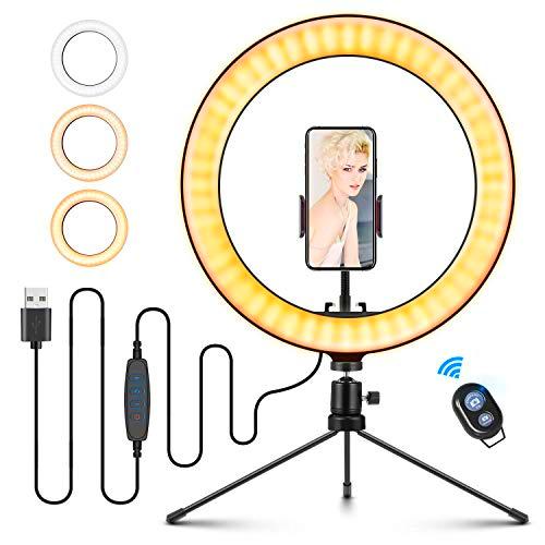 ELEGIANT Aro de Luz LED 10.2" Trípode, Anillo de Luz Fotografia con Control Remoto Inalámbrico 3 Colores