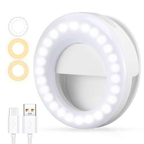 Anillo de Luz Selfie, 3 Color 3 Brillo 48 LED Selfie Light