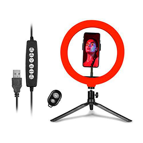 Andoer Anillo de luz RGB de 10", Anillo de luz LED 2800K-6500K Regulable