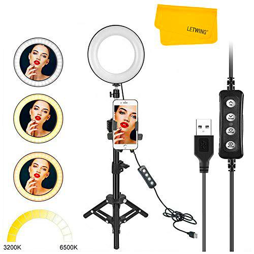 Anillo de Luz LED, 8 ” Regulable Ring Light con Trípode