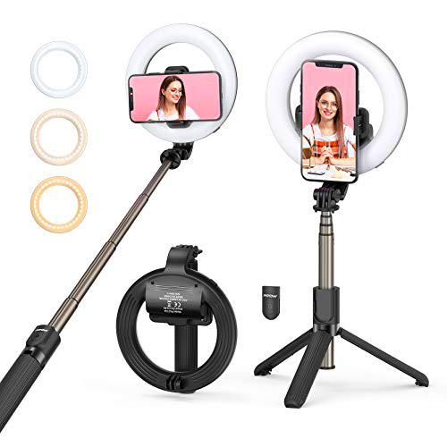Mpow Luz de Anillo LED Regulable Recargable, 3 Colores 9 Brillos Regulables Wireless Control Remoto