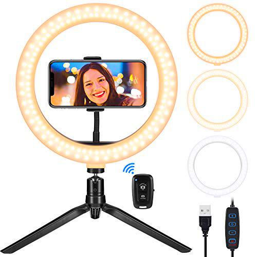 Luz de Anillo LED, Teaisiy 10.2" Aro de Luz con Trípode