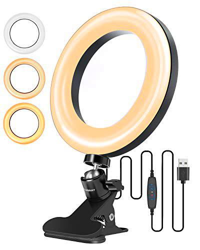 ELEGIANT Anillo de Luz 6.3", Aro de Luz Trípode de Escritorio 3 Colores Claros + 10 Niveles de Brillo