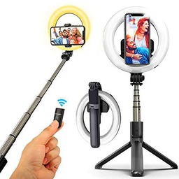 Anillo de Luz LED de 5'', Luz de Anillo Plegable trípode Estable 9 Colores Anillo de luz para movil Control Bluetooth Aros de luz para Selfie Video Maquillaje Youtube TikTok Live Streaming