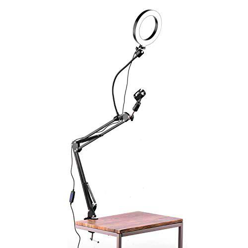 Andoer Kit de luz de Anillo de 6.5", con Brazo articulado