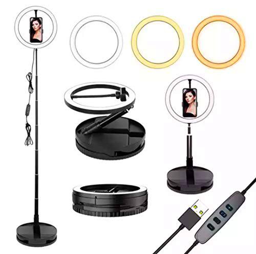 Zagon Anillo de Luz Plegable aro LED 10", Soporte Incluido Regulable para movil