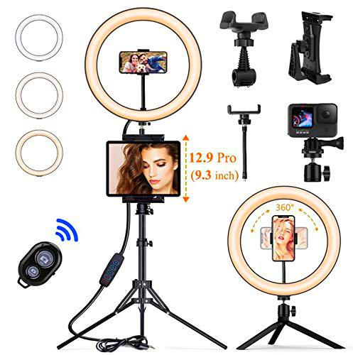 PEYOU [2021 NEWEST VERSION] 12'' Anillo de Luz Led con 60" Tripode &amp; Mini Trípode