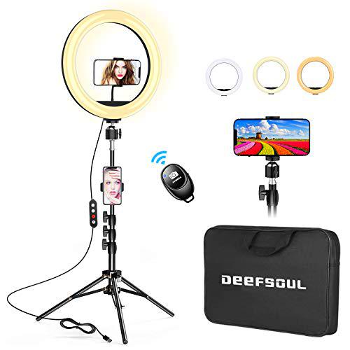 Aro de Luz 10.2" con Tripode, DEEFSOUL Anillo de luz para movil
