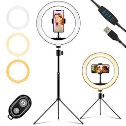 LIFEBEE Luz de Anillo LED, 10" Luz de Relleno LED con Trípode Telescópico de Escritorio y Control Remoto