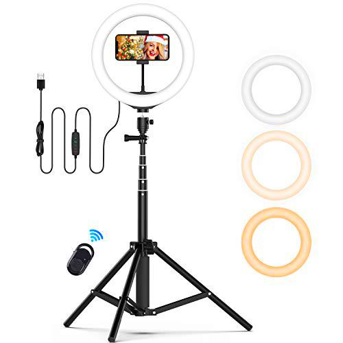 Aro de Luz, JEEMAK 10" Aro de Luz LED de con Trípode e Soporte para Móvile