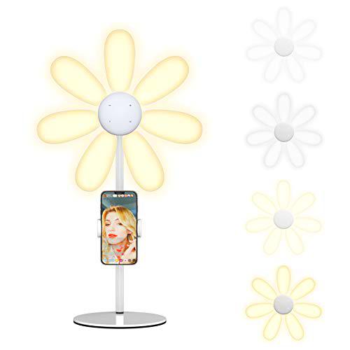 KIWI design Anillo de Luz LED, Aro de Luz de 12" con Soporte de Metal y Soporte para Teléfono Flexible