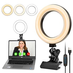Czemo Anillo de Luz LED Luz para Videoconferencia de Escritorio 3 Colores Claros y 10 Niveles de Brillo