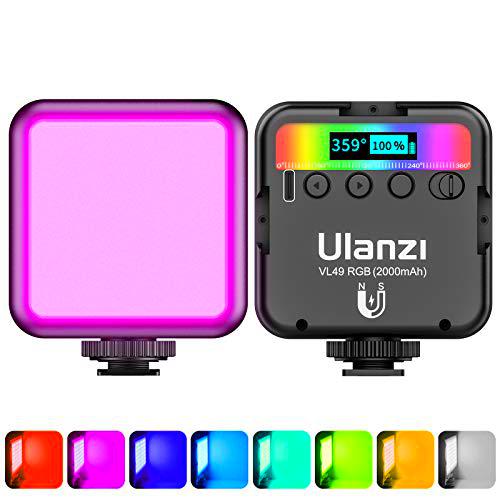 ULANZI Luz de Relleno RGB Fotografía Vídeo, Luz de LED Cámara 60 Perlas de Lámpara Iluminación Fotografía de Color Ajustable 2500-9500K Incorporada Batería para Canon