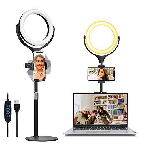 Selfie Ring Light with Stand &amp; Phone Holder, Wixann Desktop Dimmable Led RingLight for Makeup/Photography/Live Stream/Youtube video recording/Tik Tok